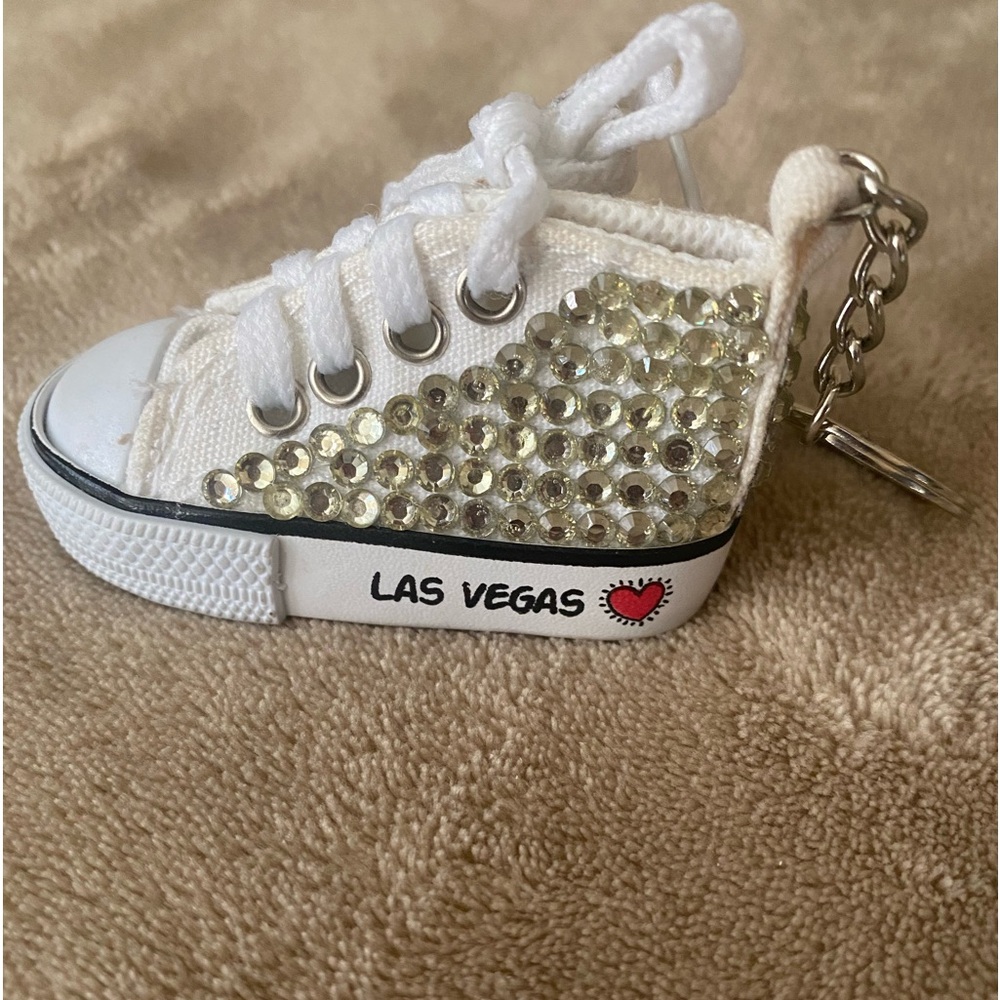 Las Vegas Keychain! Converse style :) shoe laces & rhinestones